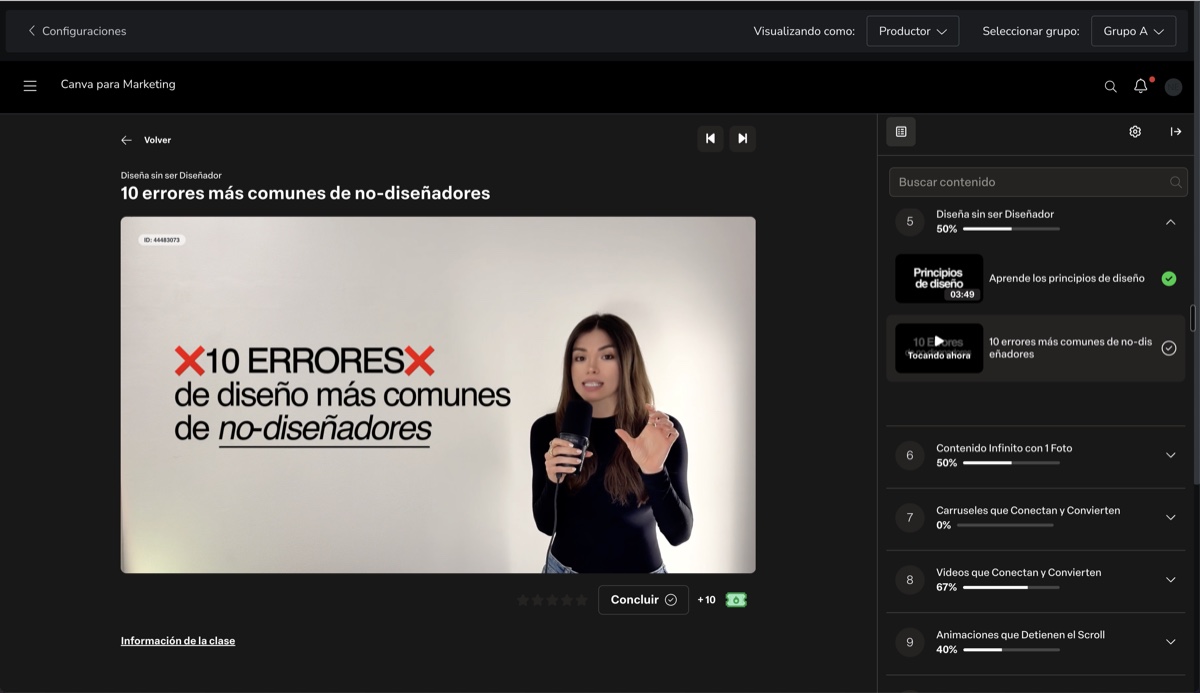 Nati explicando diez errores comunes de diseño en el módulo Diseña sin ser Diseñador